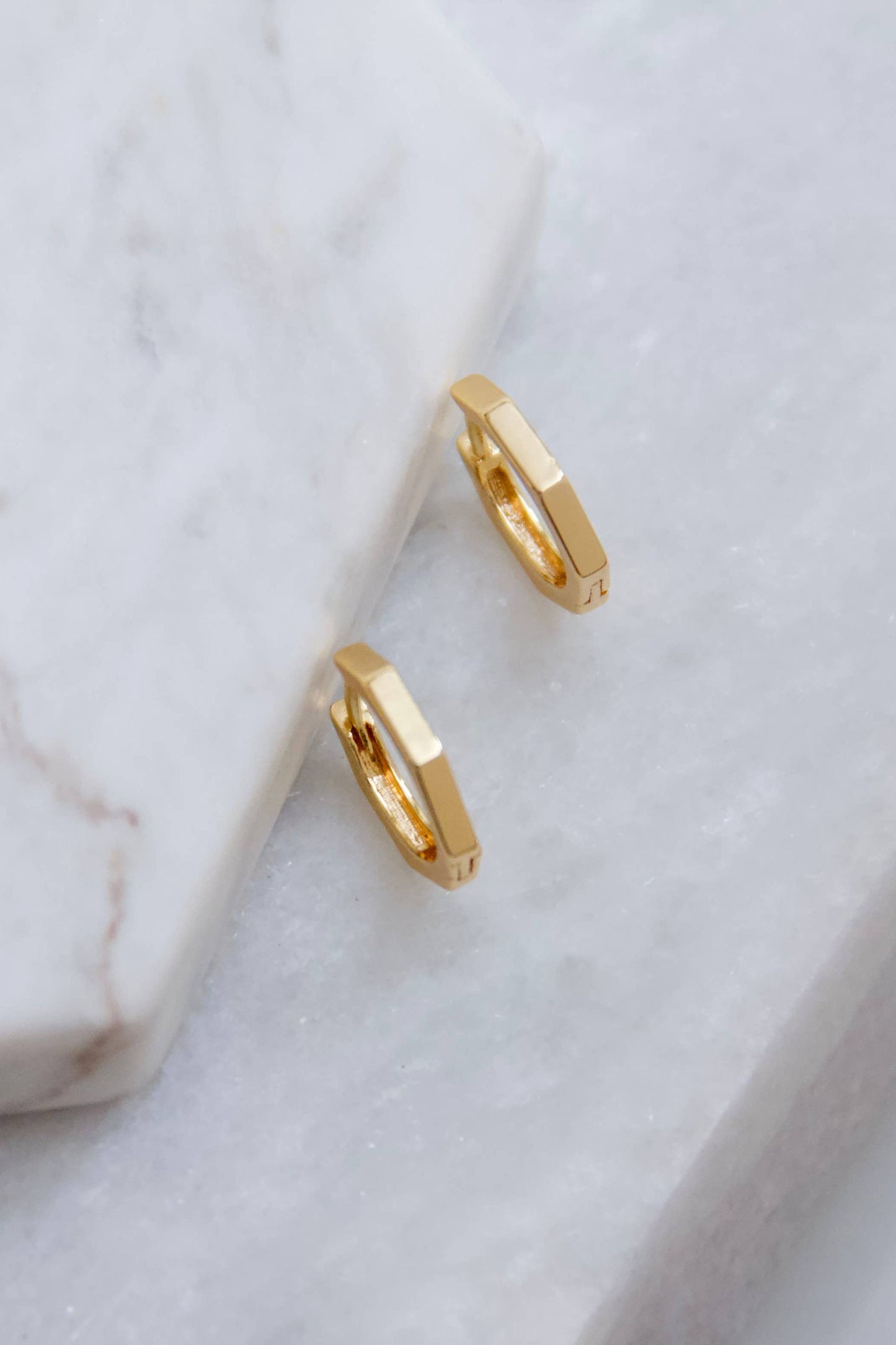 Hexagon Huggie Hoop Earrings