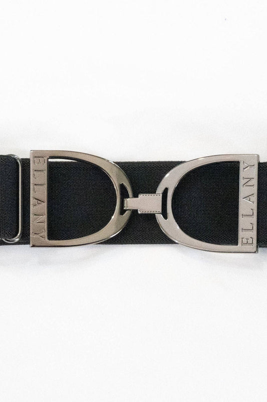 Black - 1.5" Gunmetal Stirrup Elastic Belt