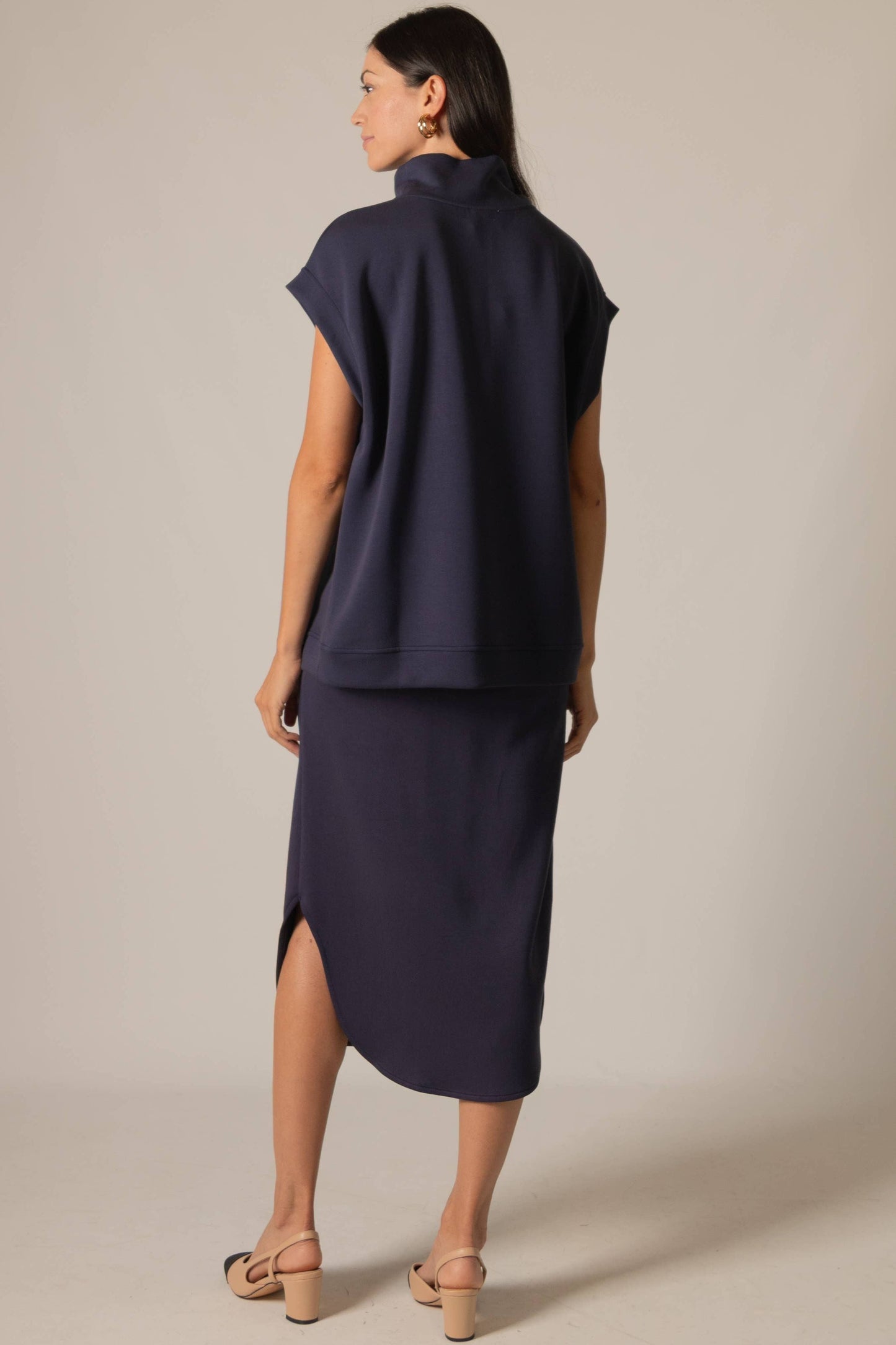 P. CILL Butter Modal Mock Neck Capped Sleeve Top