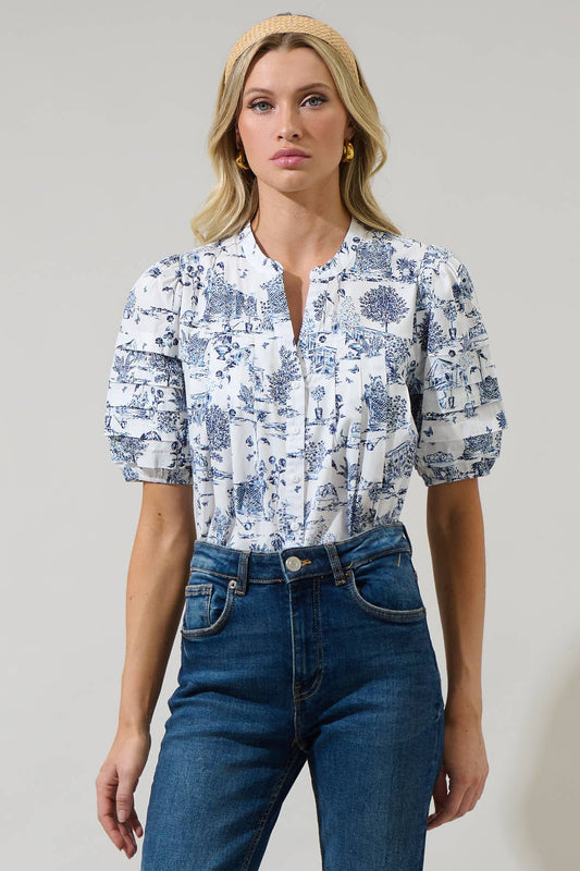 Renzo Toile Button Down Top