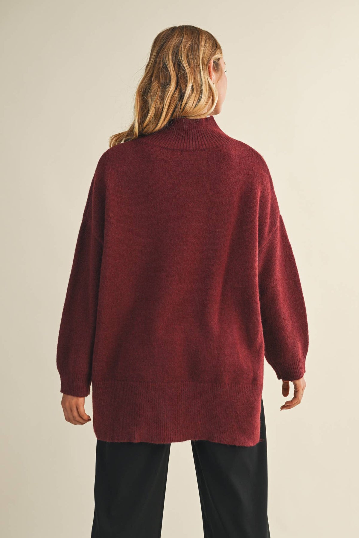 Mila Funnel Neck High-Low Tunic Sweater